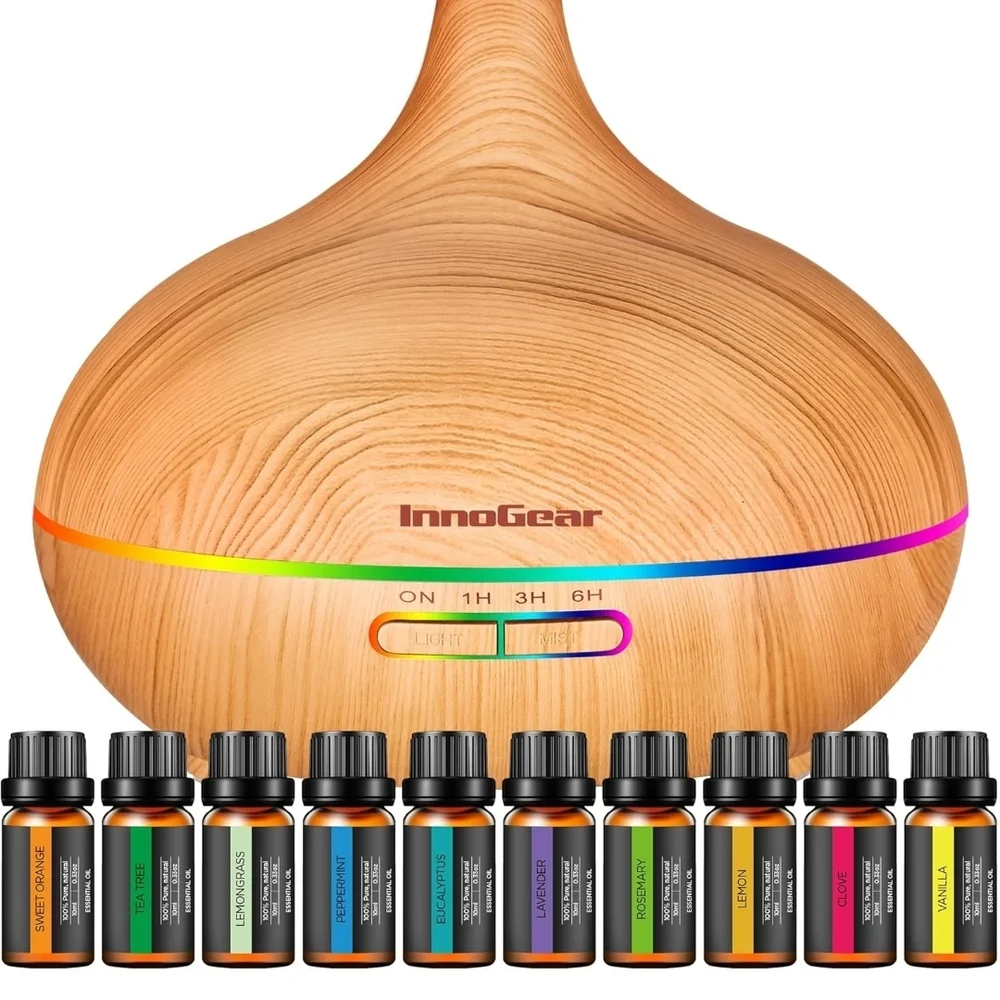 400ml Diffuser Ultrasonic Diffuser Cool Mist Humidifier with 4 Timers 7 Colors